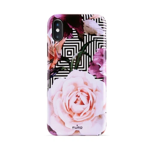 Kup Etui PURO Glam Geo Flowers Apple iPhone XS/X (Růžové pivoňky) - PUR051PNK - {ean13} - Sklep Home Screen