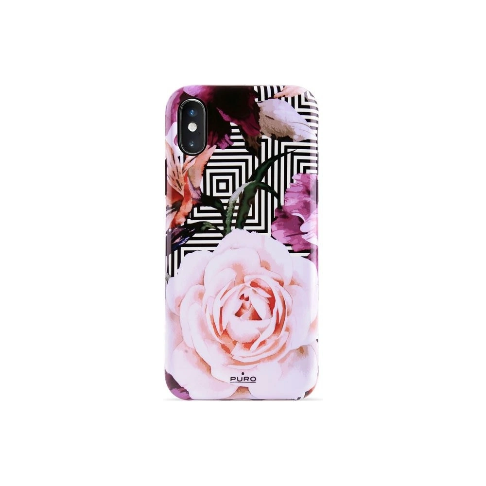 Etui PURO Glam Geo Flowers Apple iPhone XS/X (Pink Peonies)
