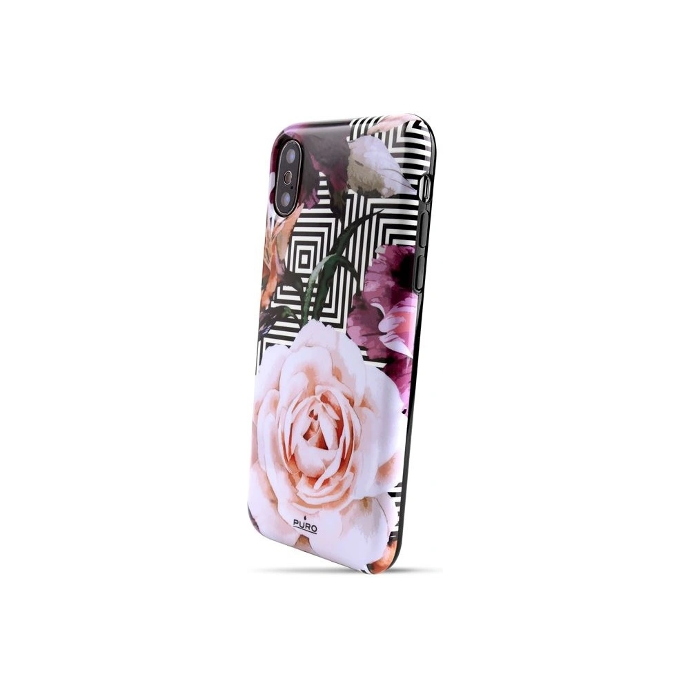 Etui PURO Glam Geo Flowers Apple iPhone XS/X (Pink Peonies)