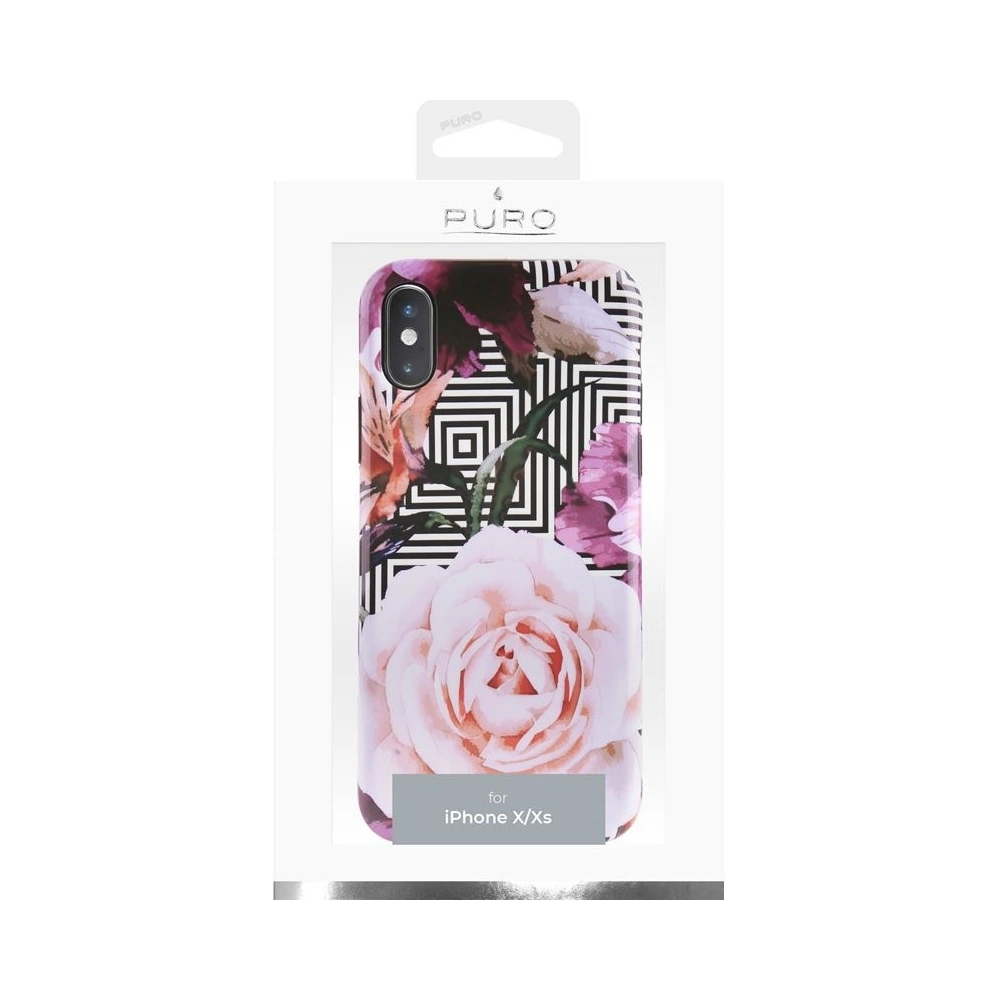 Etui PURO Glam Geo Flowers Apple iPhone XS/X (Pink Peonies)