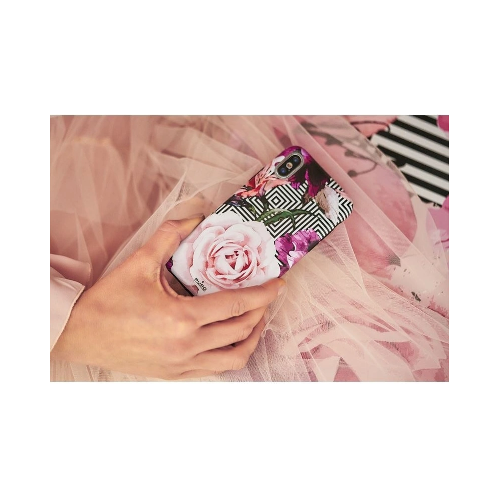 Etui PURO Glam Geo Flowers Apple iPhone XS/X (Pink Peonies)