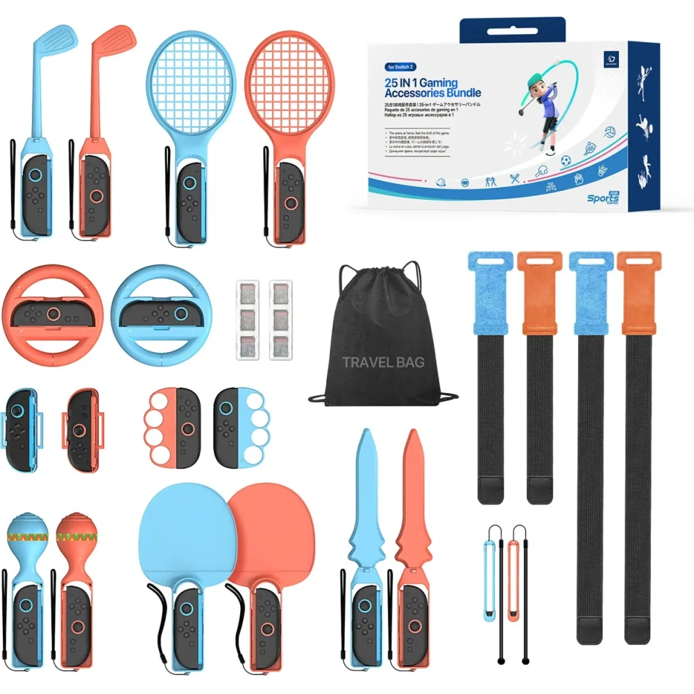 Zestaw akcesoriów Dux Ducis 25w1 do Nintendo Switch 2 do gier sportowych z torbą wielokolorowy