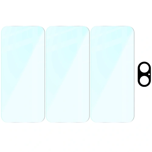3x Szkło hartowane + szybka na aparat Bizon Glass Clear Pack do Apple iPhone 17