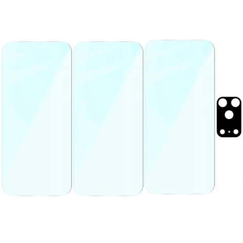 3x Szkło hartowane + szybka na aparat Bizon Glass Clear Pack do Apple iPhone 17 Pro