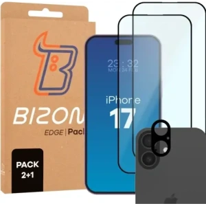 2x Szkło + szybka na aparat Bizon Edge Pack do Apple iPhone 17