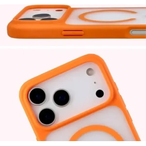 Etui z pierścieniem magnetycznym Bizon Case MatteO do Apple iPhone 17 Pro Max przydymione-pomarańczowe