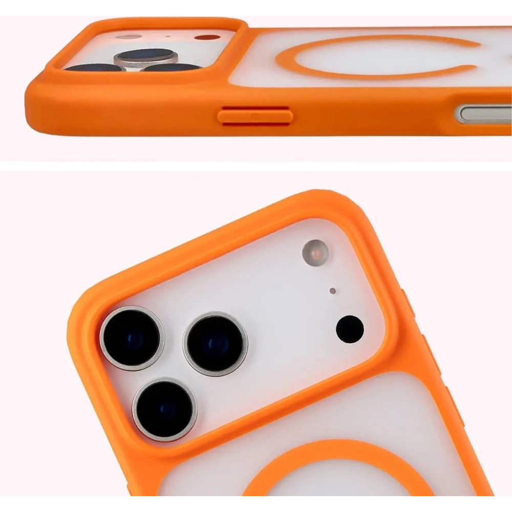 Etui z pierścieniem magnetycznym Bizon Case MatteO do Apple iPhone 17 Pro Max przydymione-pomarańczowe