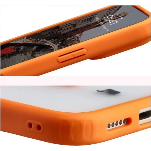 Etui z pierścieniem magnetycznym Bizon Case MatteO do Apple iPhone 17 Pro Max przydymione-pomarańczowe