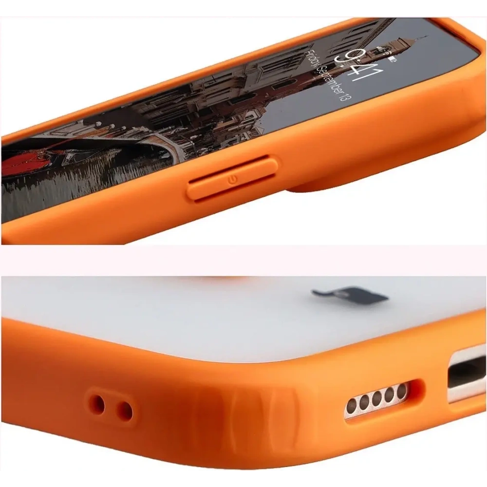 Etui z pierścieniem magnetycznym Bizon Case MatteO do Apple iPhone 17 Pro Max przydymione-pomarańczowe