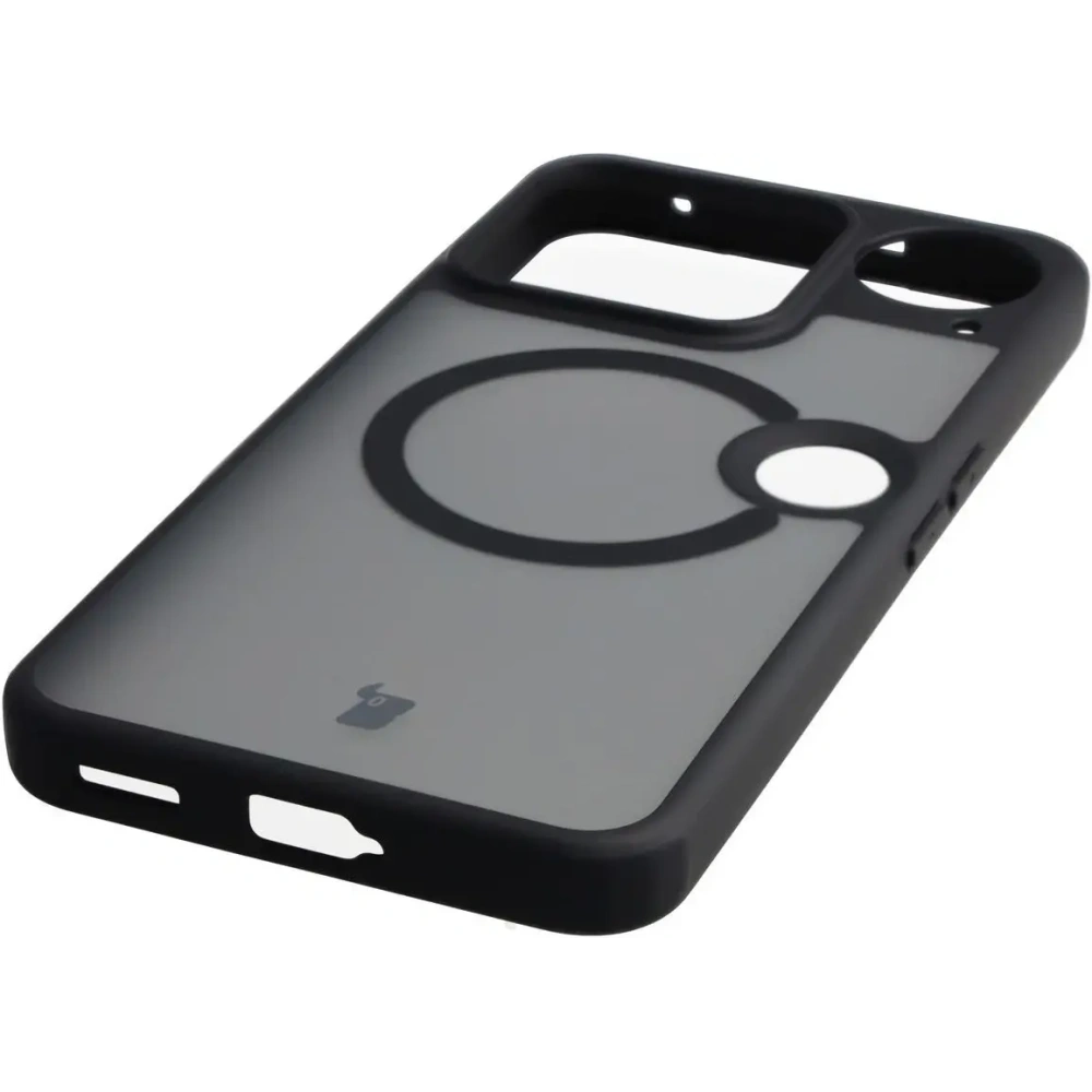 Etui z pierścieniem magnetycznym Bizon Case MatteO do Nothing Phone (3) przydymione-czarne