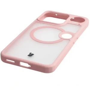 Etui z pierścieniem magnetycznym Bizon Case MatteO do Nothing Phone (3) przydymione-jasnoróżowe