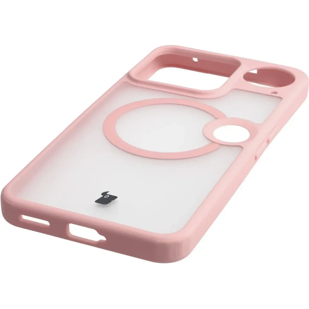 Etui z pierścieniem magnetycznym Bizon Case MatteO do Nothing Phone (3) przydymione-jasnoróżowe