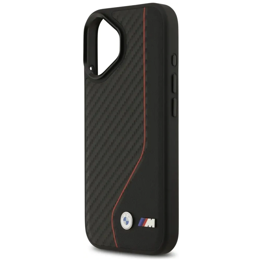 Etui BMW M Carbon Line & Logo MagSafe do Apple iPhone 17 czerwony