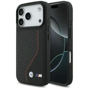 Etui BMW M Carbon Line & Logo MagSafe do Apple iPhone 17 Pro czerwony