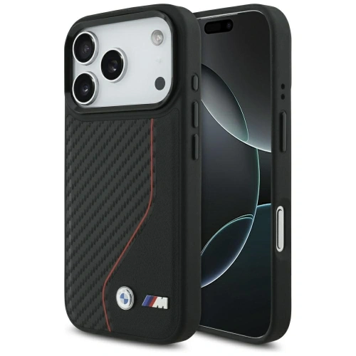 Etui BMW M Carbon Line & Logo MagSafe do Apple iPhone 17 Pro czerwony