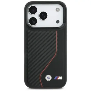 Etui BMW M Carbon Line & Logo MagSafe do Apple iPhone 17 Pro czerwony