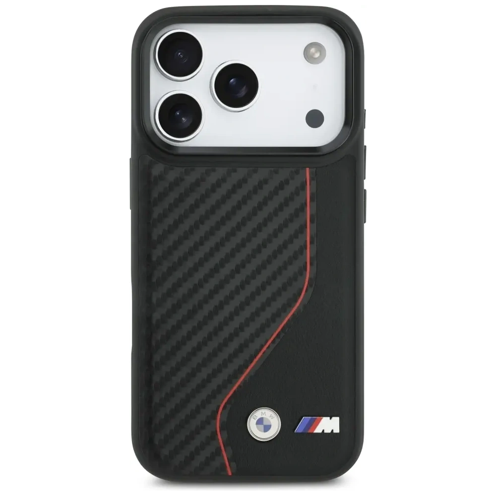 Etui BMW M Carbon Line & Logo MagSafe do Apple iPhone 17 Pro czerwony