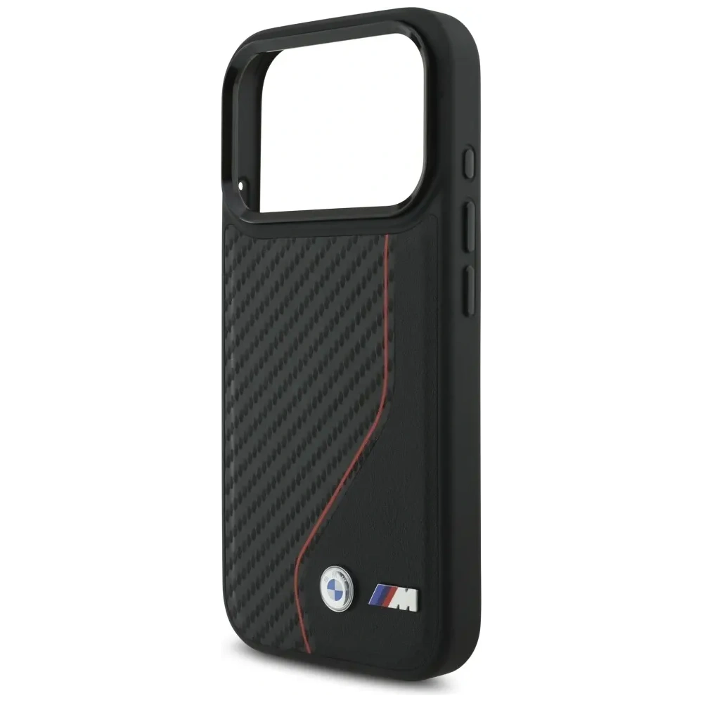 Etui BMW M Carbon Line & Logo MagSafe do Apple iPhone 17 Pro czerwony