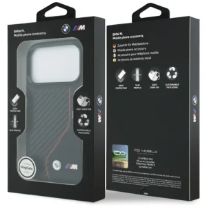 Etui BMW M Carbon Line & Logo MagSafe do Apple iPhone 17 Pro czerwony