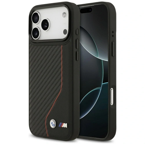 Etui BMW M Carbon Line & Logo MagSafe do Apple iPhone 17 Pro Max czerwony