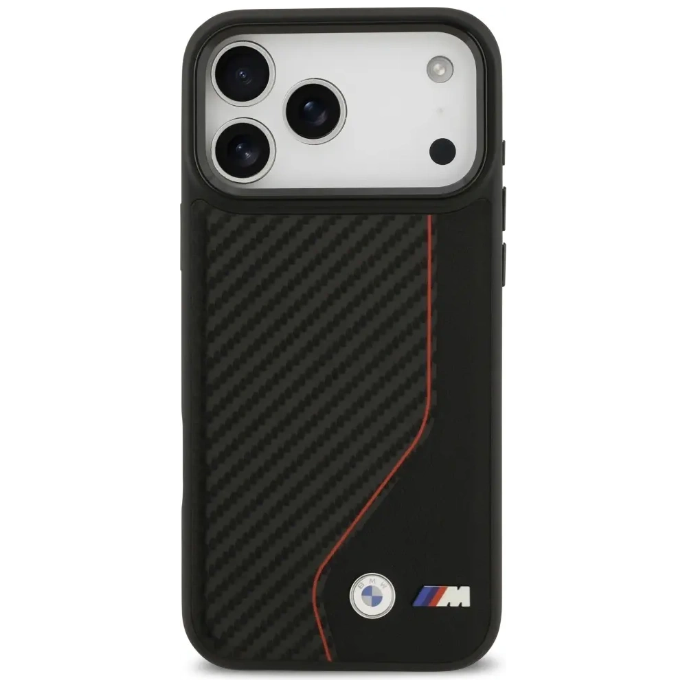 Etui BMW M Carbon Line & Logo MagSafe do Apple iPhone 17 Pro Max czerwony