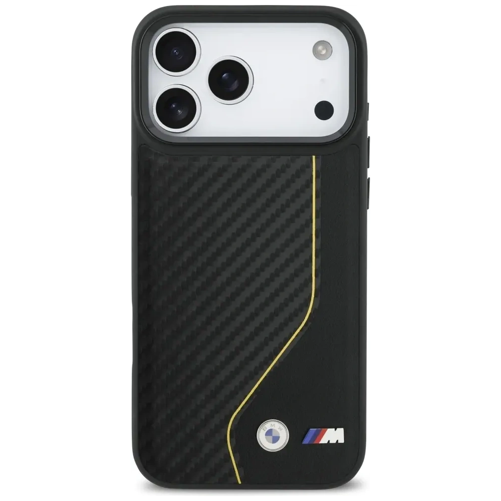 Etui BMW M Carbon Line & Logo MagSafe do Apple iPhone 17 Pro Max żółty