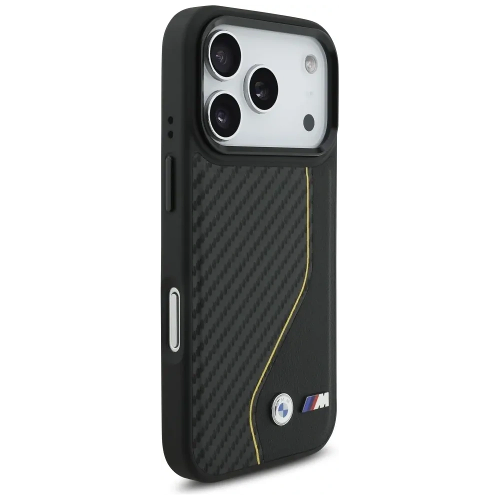 Etui BMW M Carbon Line & Logo MagSafe do Apple iPhone 17 Pro żółty