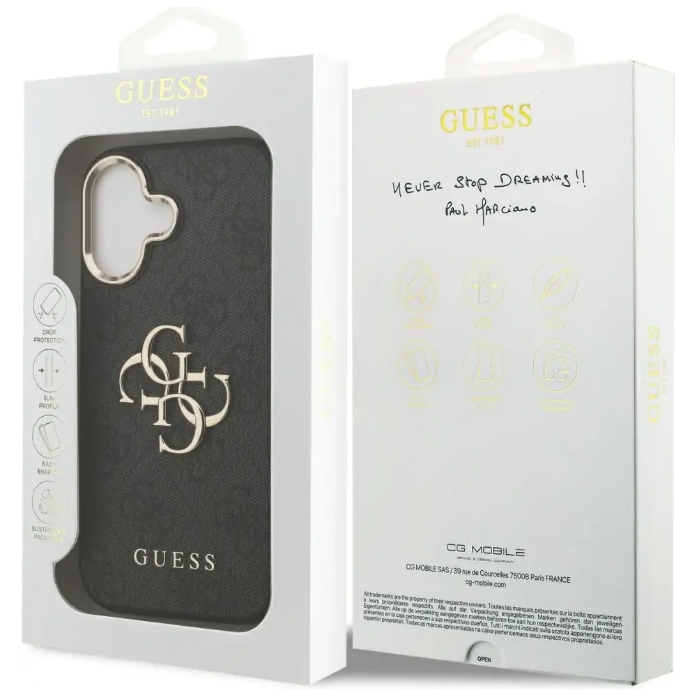 Etui Guess 4G Big 4G Classic Logo do Apple iPhone 17 czarny złoty