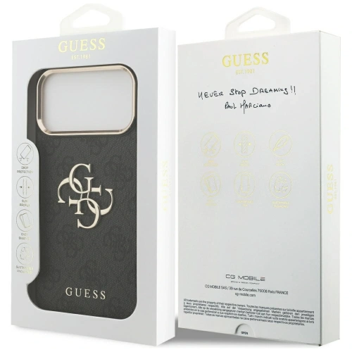 Etui Guess 4G Big 4G Classic Logo do Apple iPhone 17 Pro Max czarny złoty