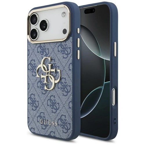 Etui Guess 4G Big 4G Classic Logo do Apple iPhone 17 Pro Max niebieski złoty