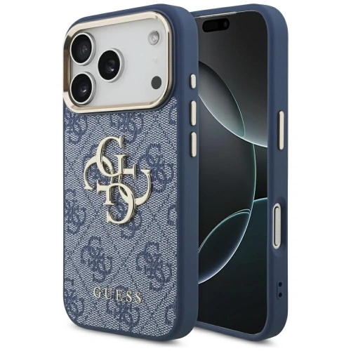 Etui Guess 4G Big 4G Classic Logo do Apple iPhone 17 Pro niebieski złoty