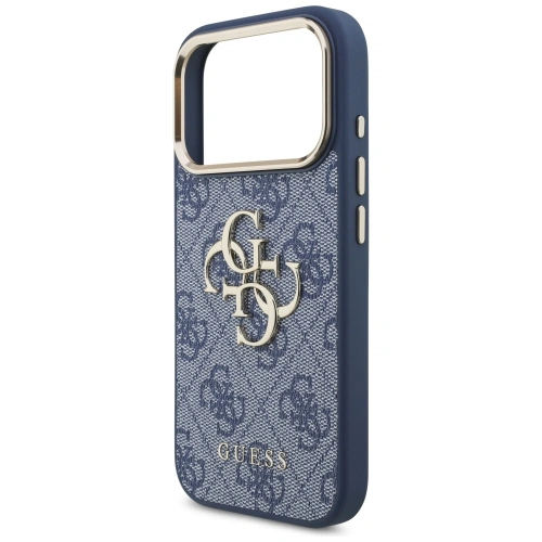 Etui Guess 4G Big 4G Classic Logo do Apple iPhone 17 Pro niebieski złoty