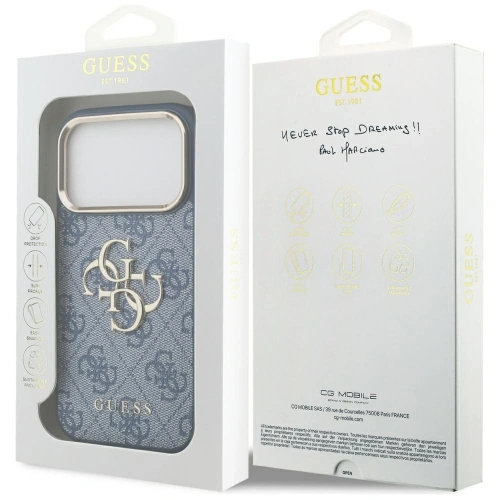 Etui Guess 4G Big 4G Classic Logo do Apple iPhone 17 Pro niebieski złoty