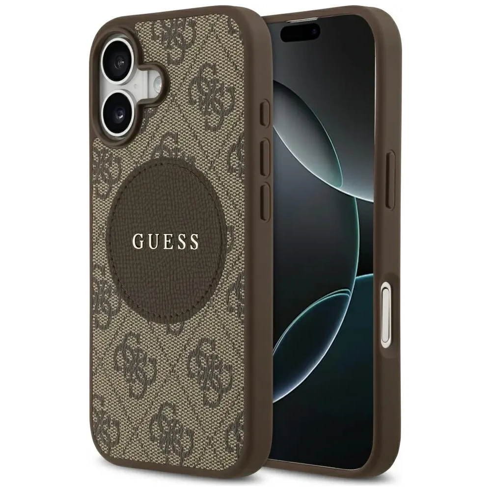 Etui Guess 4G Circle Classic Logo MagSafe do Apple iPhone 17 brązowy