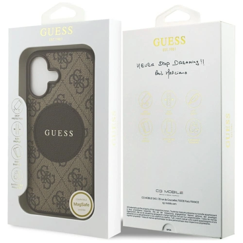 Etui Guess 4G Circle Classic Logo MagSafe do Apple iPhone 17 brązowy