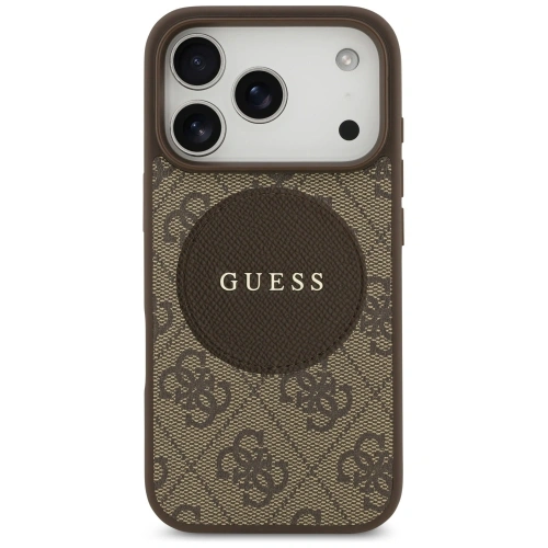 Etui Guess 4G Circle Classic Logo MagSafe do Apple iPhone 17 Pro brązowy