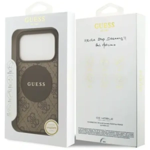 Etui Guess 4G Circle Classic Logo MagSafe do Apple iPhone 17 Pro brązowy