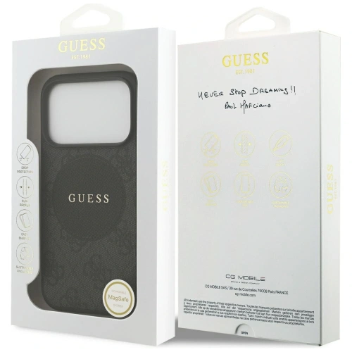 Etui Guess 4G Circle Classic Logo MagSafe do Apple iPhone 17 Pro czarny