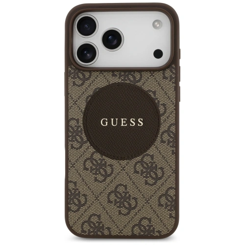 Etui Guess 4G Circle Classic Logo MagSafe do Apple iPhone 17 Pro Max brązowy