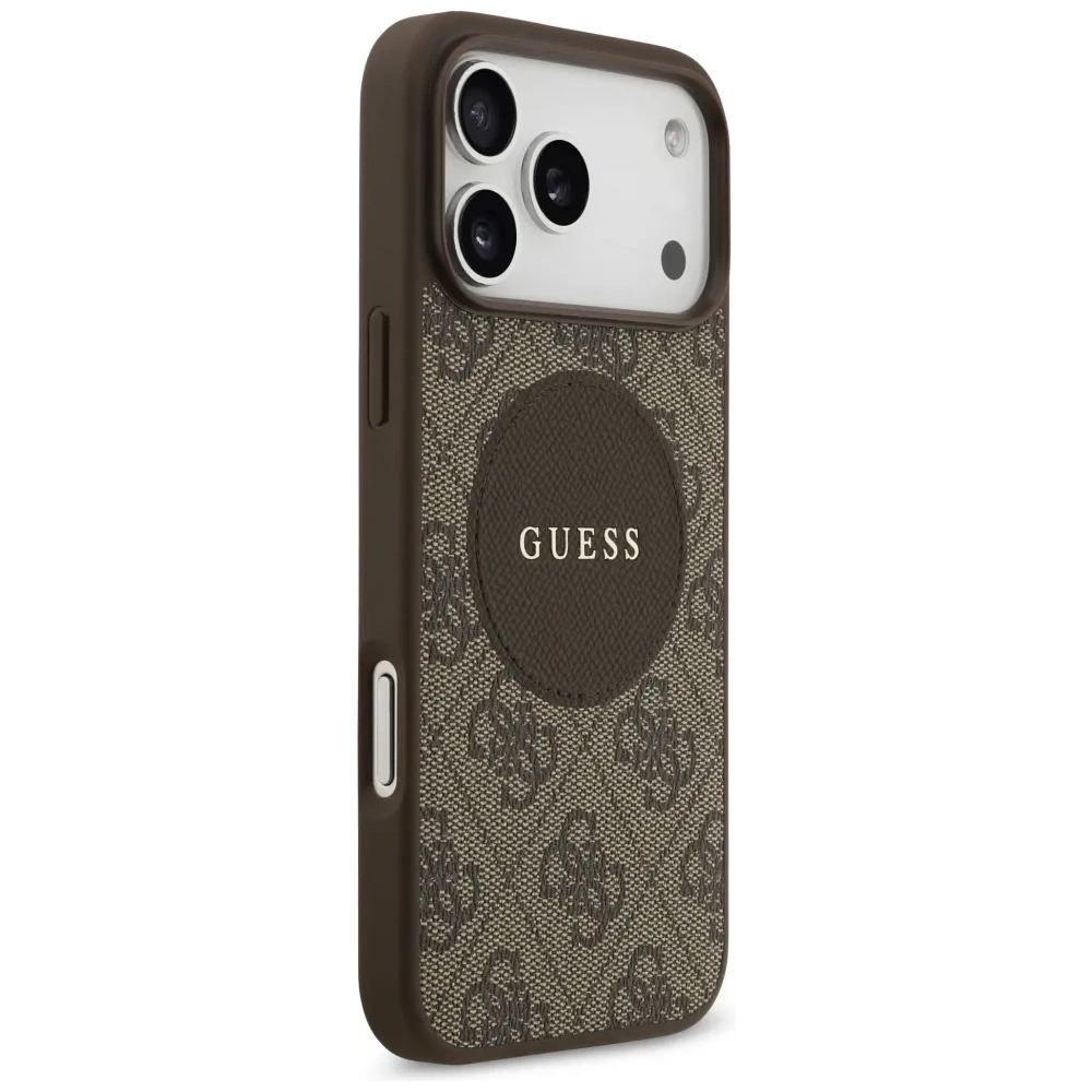 Etui Guess 4G Circle Classic Logo MagSafe do Apple iPhone 17 Pro Max brązowy