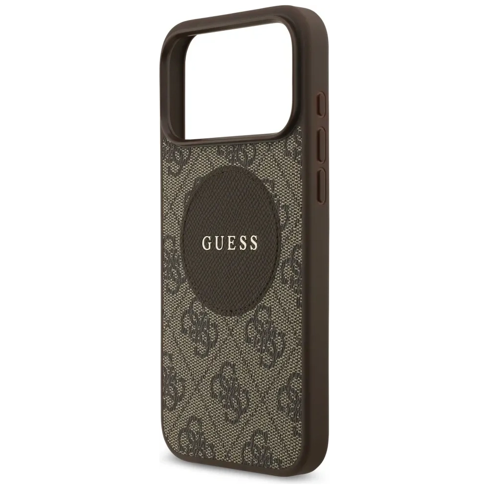 Etui Guess 4G Circle Classic Logo MagSafe do Apple iPhone 17 Pro Max brązowy