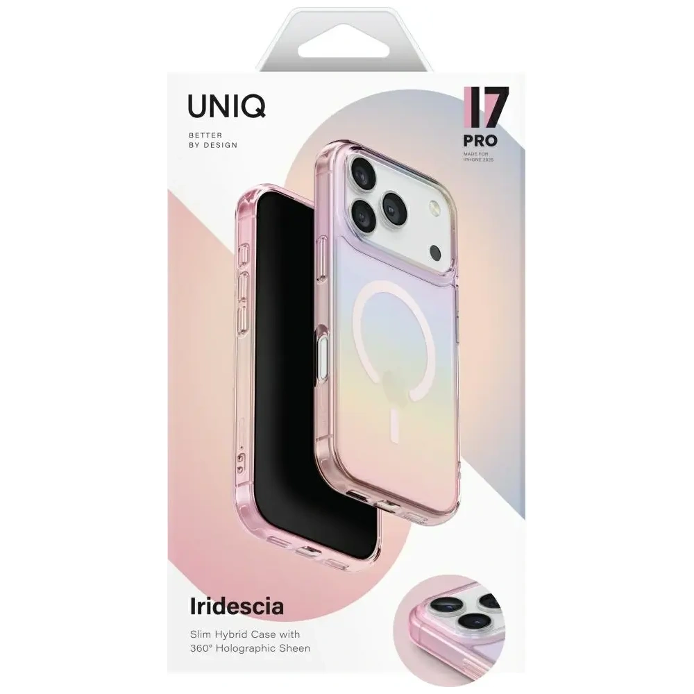 Etui UNIQ Iridescia do Apple iPhone 17 Pro Magclick Charging pink prism