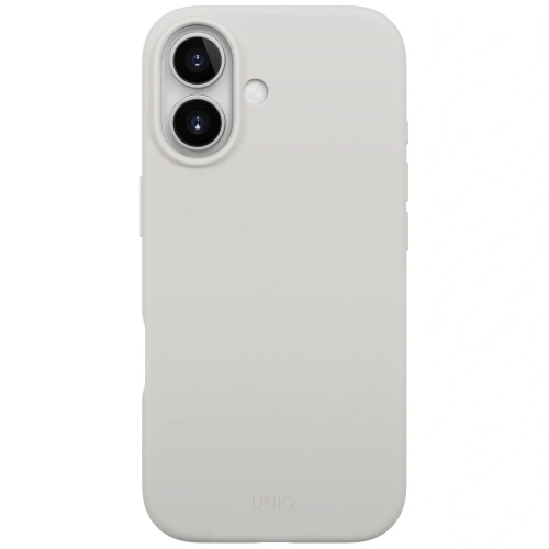 Etui UNIQ Lino do Apple iPhone 17 Magclick Charging jasno szary
