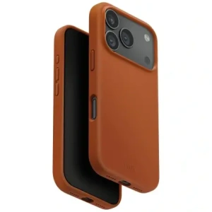 Etui UNIQ Lino do Apple iPhone 17 Pro Magclick Charging pomarańczowy