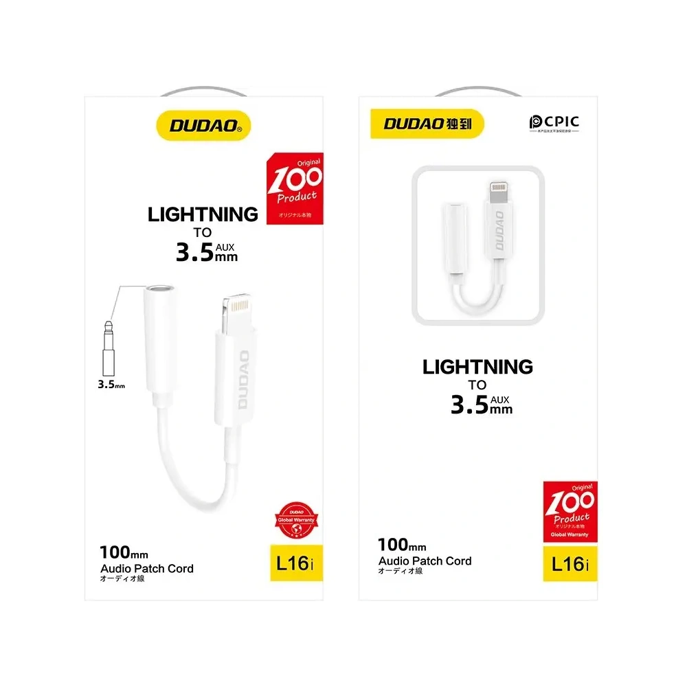 Adapter audio DUDAO L16i przejściówka Lightning / mini jack 3.5mm biały