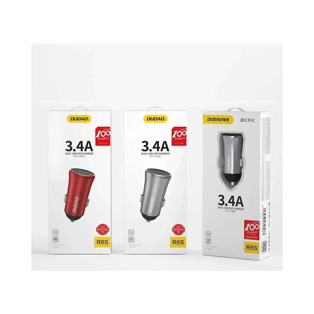 Ładowarka samochodowa DUDAO R6S 3.4A 2xUSB-A srebrny