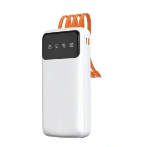 Powerbank DUDAO K6 Pro 10000mAh z kablem USB-A, USB-C, Lightning biały