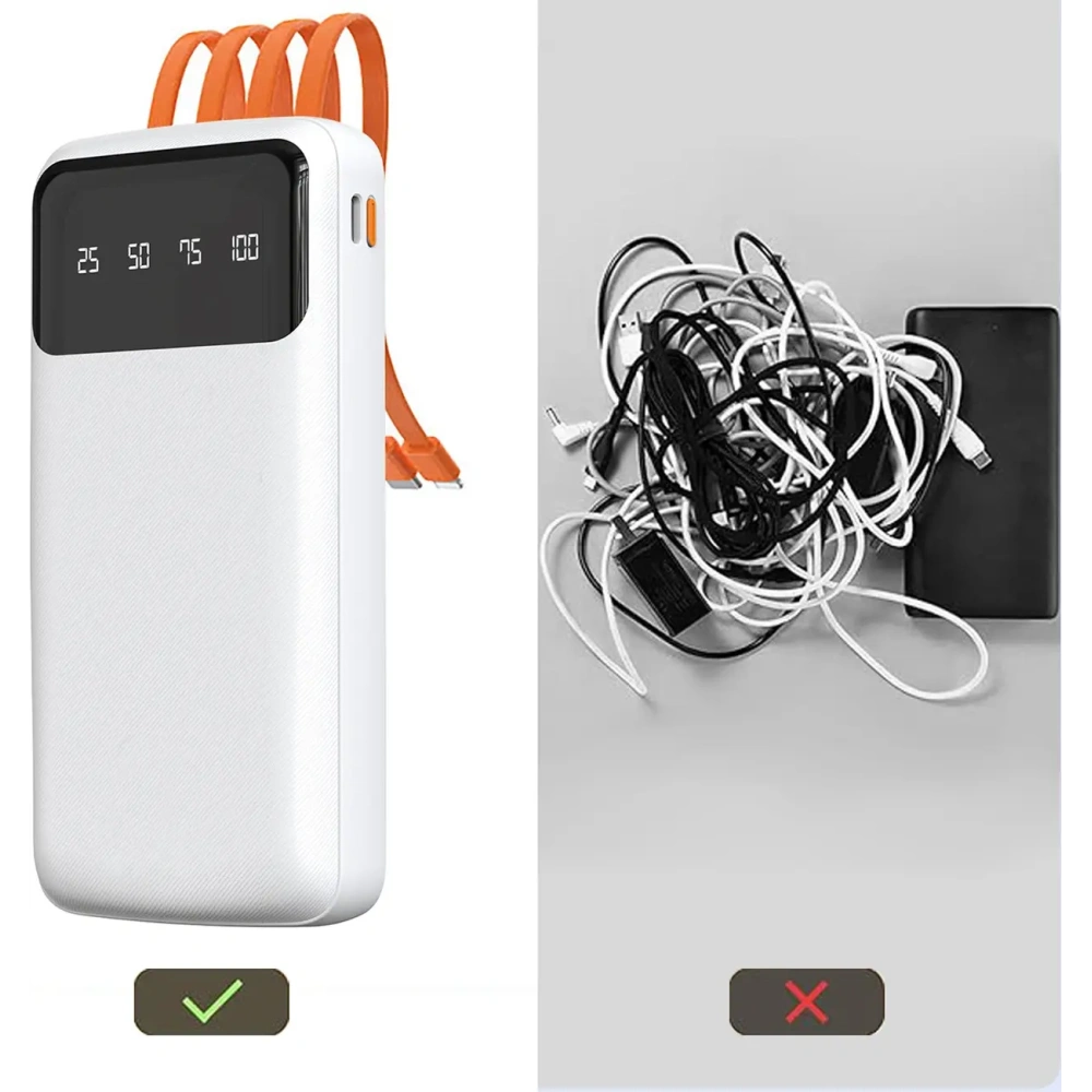 Powerbank DUDAO K6 Pro 10000mAh z kablem USB-A, USB-C, Lightning biały