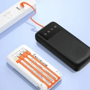 Powerbank DUDAO K6 Pro 10000mAh z kablem USB-A, USB-C, Lightning biały