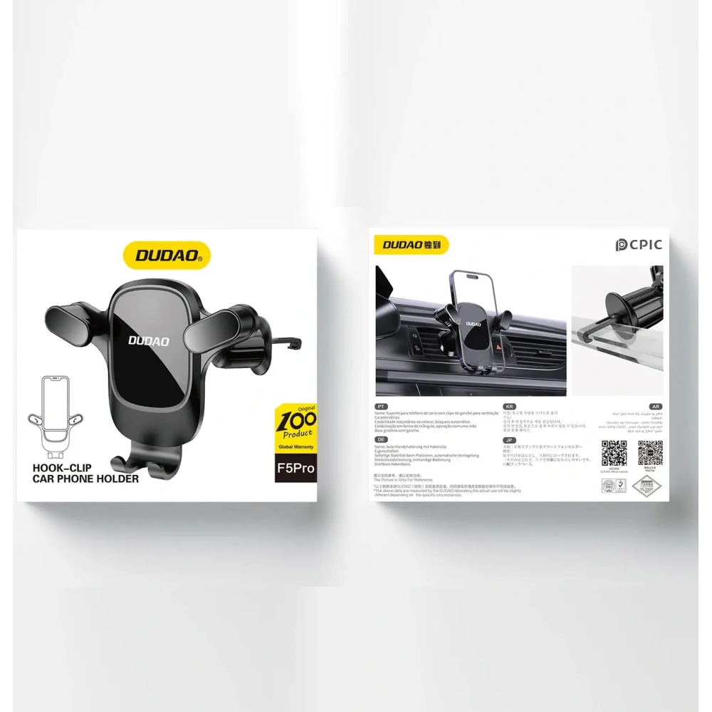 Uchwyt samochodowy do telefonu na kratkę wentylacyjną DUDAO F5 Pro czarny
